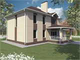 Проект дома D-129. Дом с эркером и террасой двухэтажный D-129