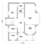 Проект дома E-059. Дом из пеноблоков с балконом E-059
