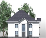 Проект дома E-059. Дом из пеноблоков с балконом E-059