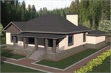 Проект дома F-077. Одноэтажный дом с цоколем F-077
