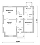Проект дома D-113. Дом из кирпича 12 на 12 D-113