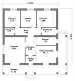 Проект дома C-238. Одноэтажный дом с террасой и 3 спальнями C-238 Проект дома C-238. Одноэтажный дом с террасой и 3 спальнями C-238