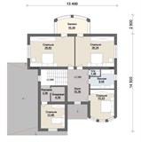 Проект дома F-070. Двухэтажный дом с балконом и гаражом F-070 Проект дома F-070. Двухэтажный дом с балконом и гаражом F-070