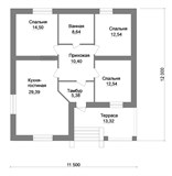 Проект дома B-158. Дом 12 на 12 с террасой B-158