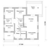 Проект квадратного дома с террасой B-082 B-082