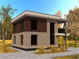 Проект дома B-029. Дом 2 этажа с плоской крышей B-029