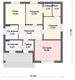 Проект дома A-079. Дом 100 кв, 2 спальни A-079