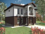Проект двухэтажного дома с цоколем F-017 F-017