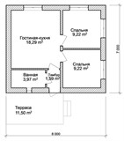 Проект дома A-107. Маленький дом из кирпича A-107