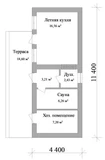 Проект бани из газобетона G-006 G-006